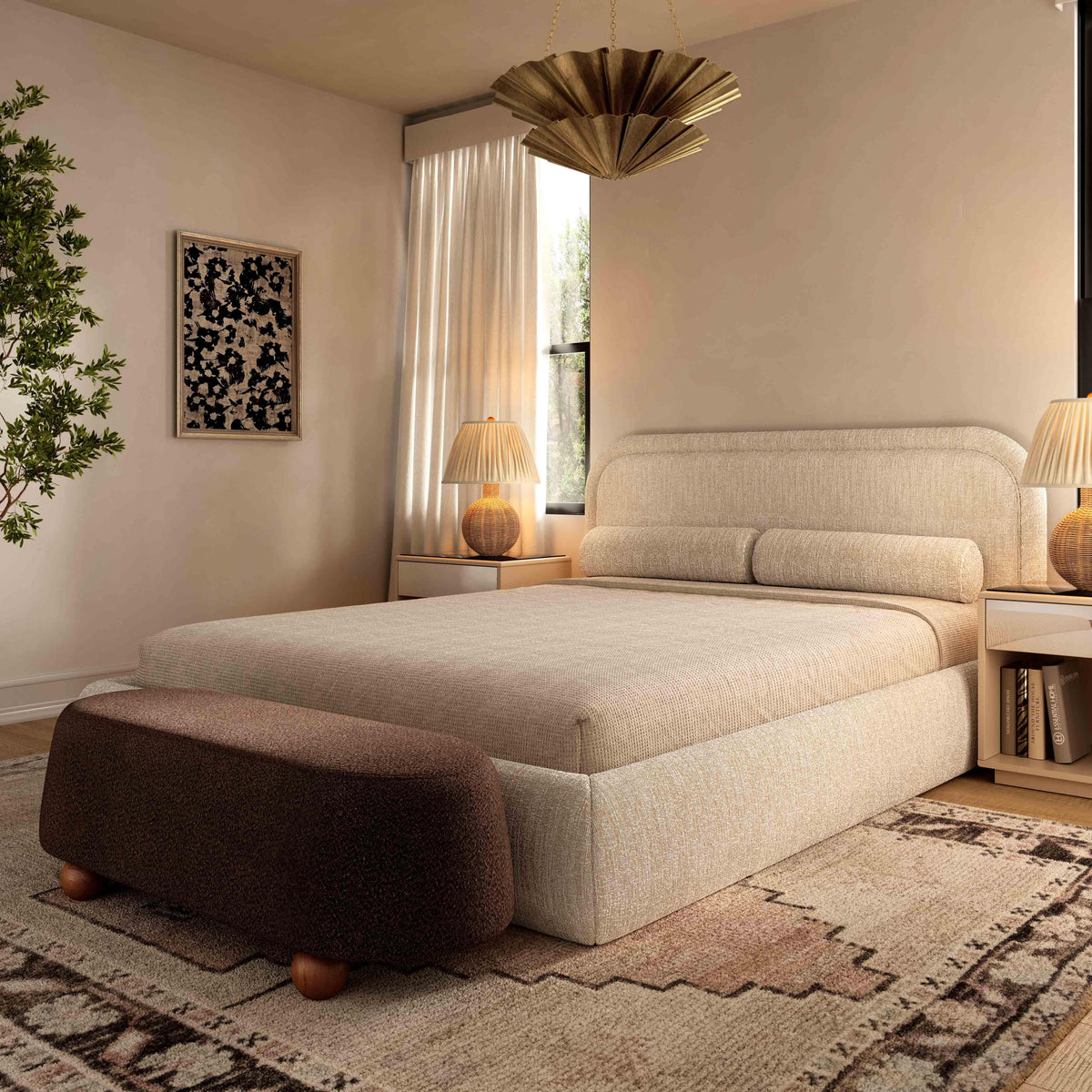 Jaine Brown Boucle Large Ottoman