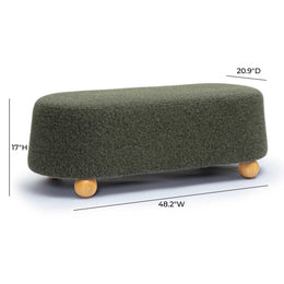 Jaine Forest Green Loose Mohair Large Ottoman