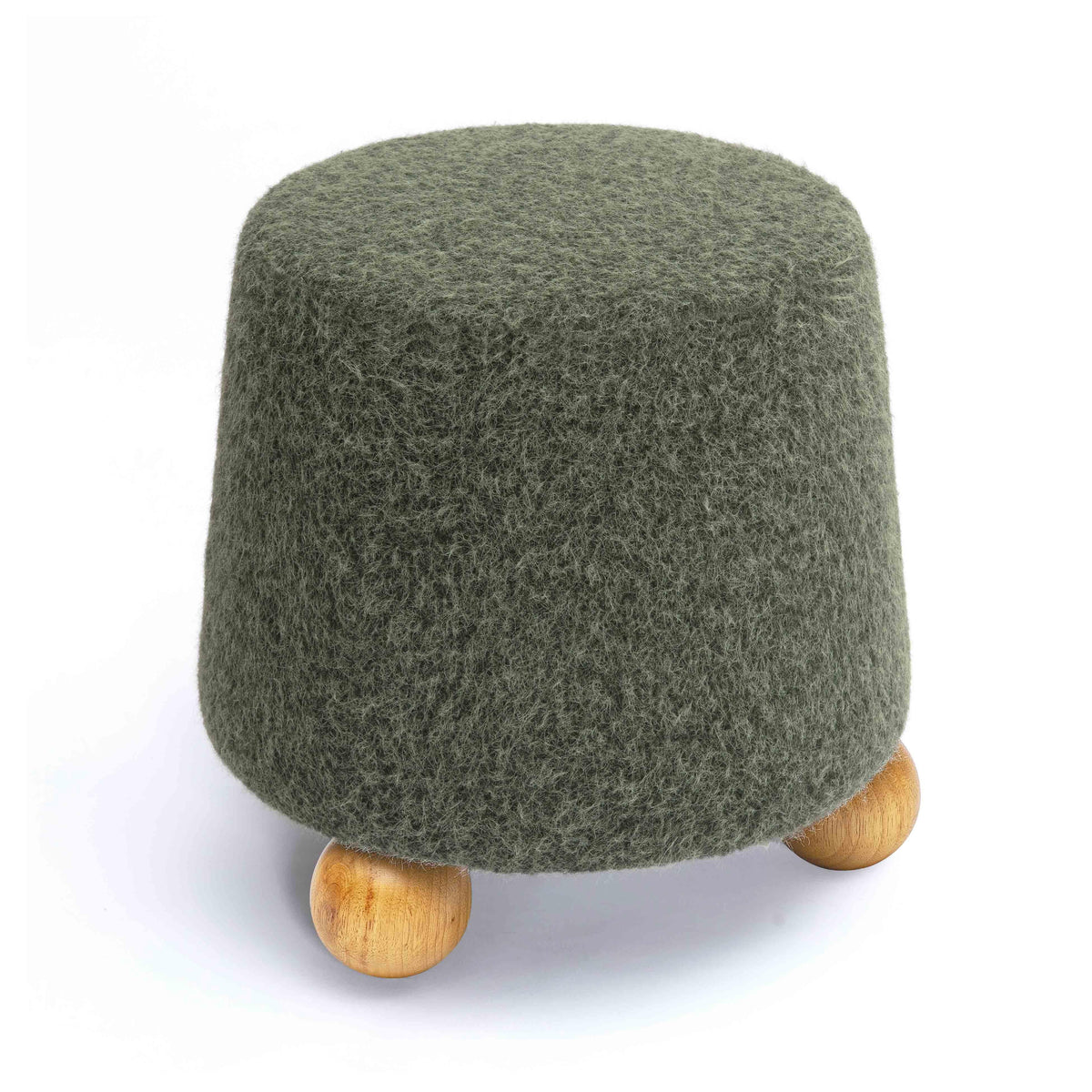 Jaine Forest Green Loose Mohair Ottoman