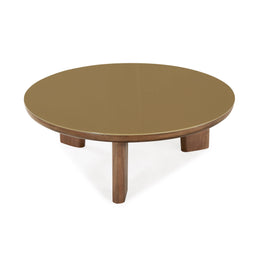 Oani Walnut and Glass Round Coffee Table