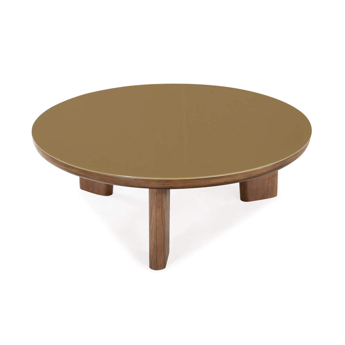 Oani Walnut and Glass Round Coffee Table