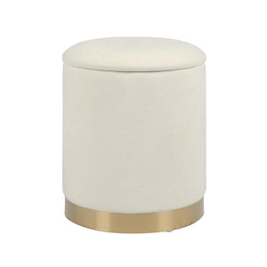 Zoe Cream Chenille Storage Ottoman
