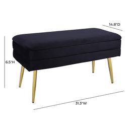 Ziva Black Velvet Storage Bench