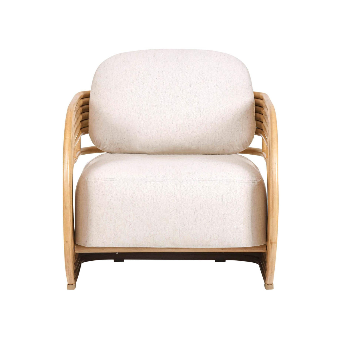 Lauretta Cream Fabric and Natural Rattan Accent Chair