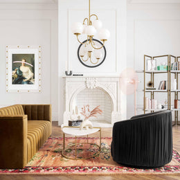 London Black Pleated Swivel Chair - UK