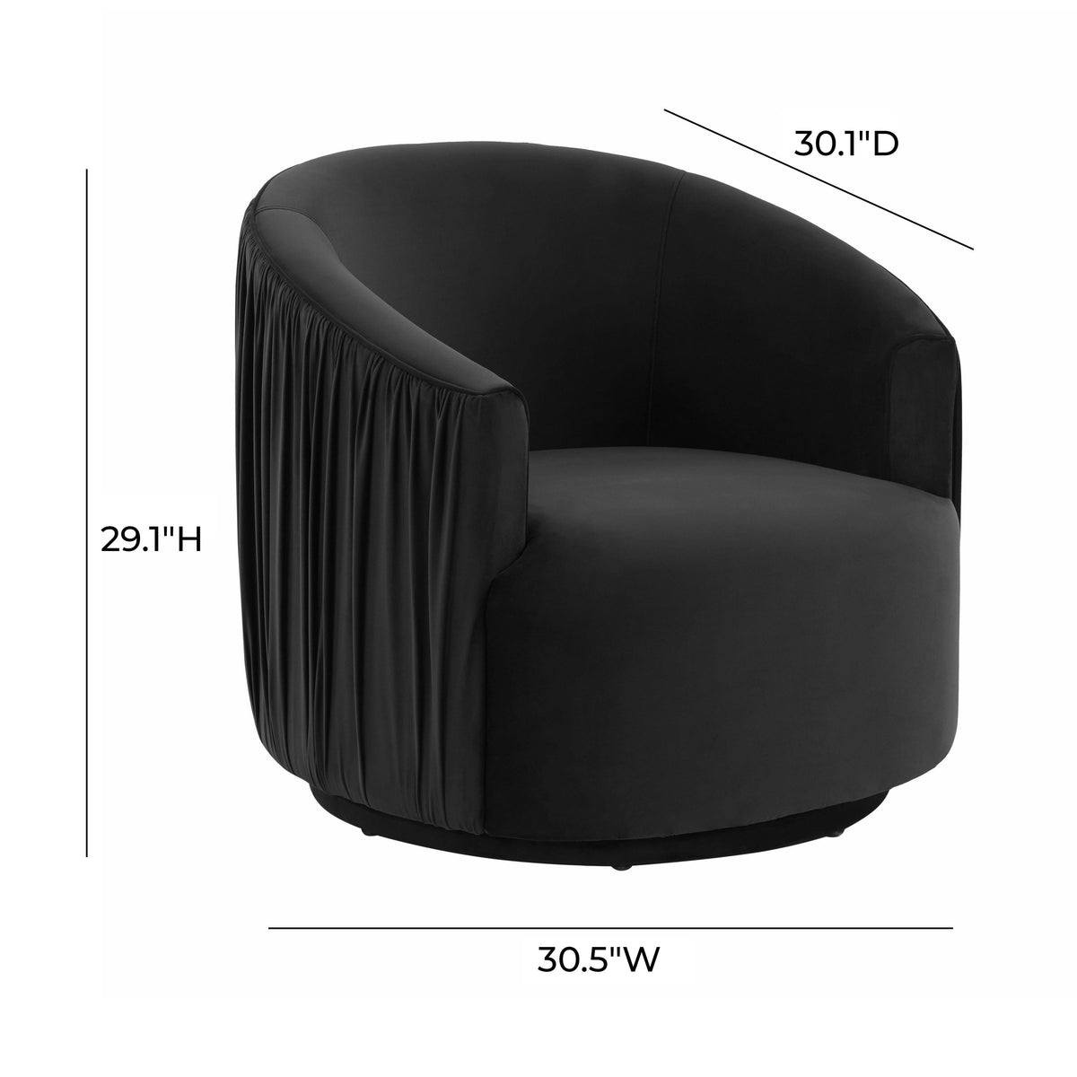 London Black Pleated Swivel Chair - UK