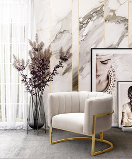 Magnolia Spotted Cream Chair with Gold - UK