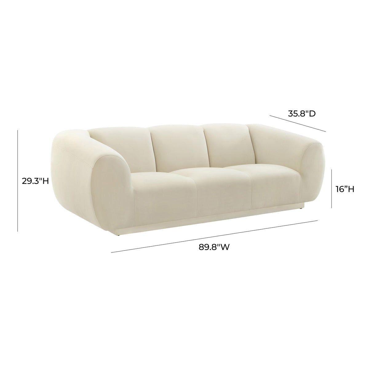 Emmet Cream Velvet Sofa