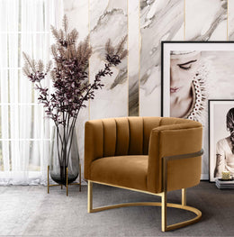 Magnolia Cognac Velvet Chair - UK