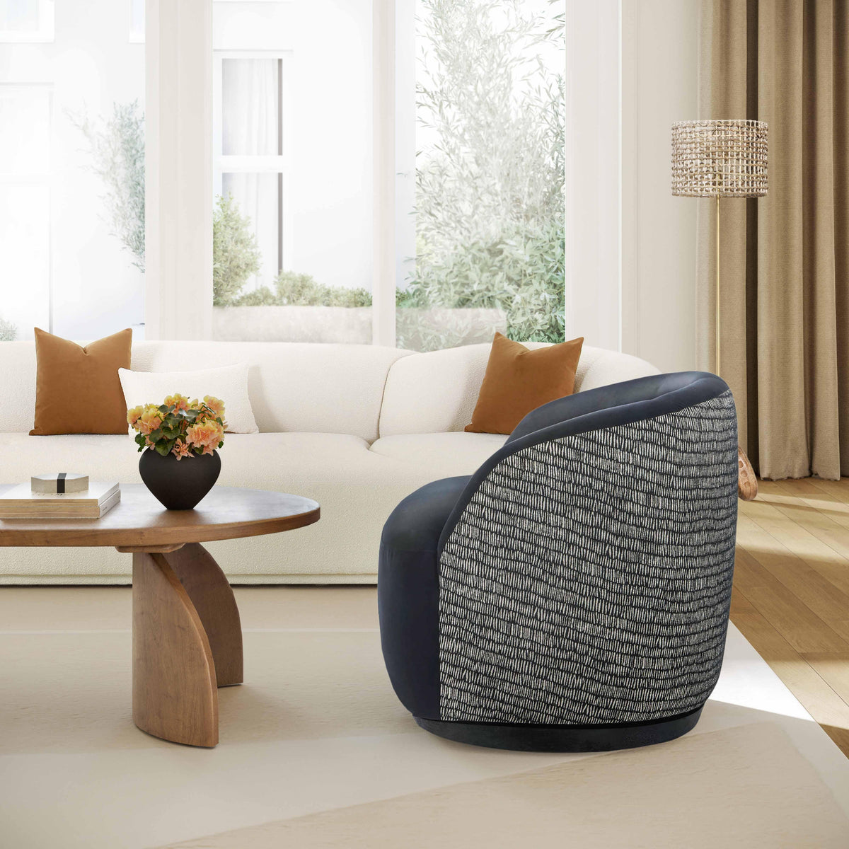 Reese Black Velvet Swivel Chair - UK