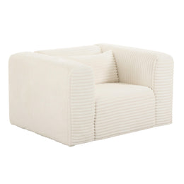 Tarra Fluffy Oversized Cream Corduroy Armchair - UK