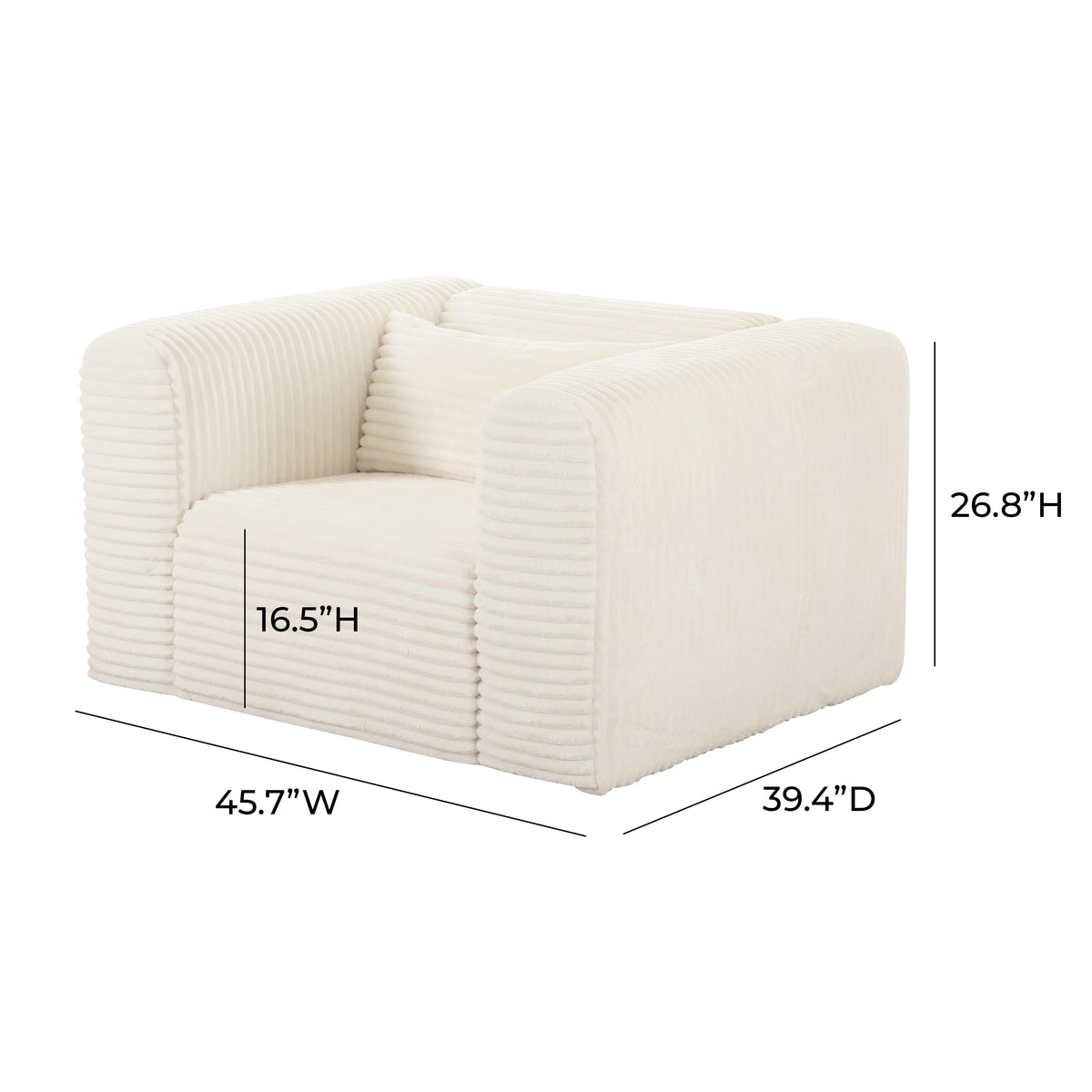 Tarra Fluffy Oversized Cream Corduroy Armchair - UK