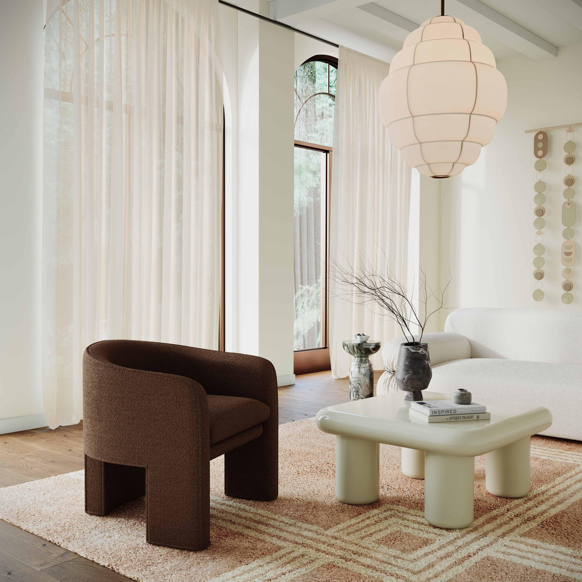 Marla Chocolate Brown Boucle Accent Chair - UK
