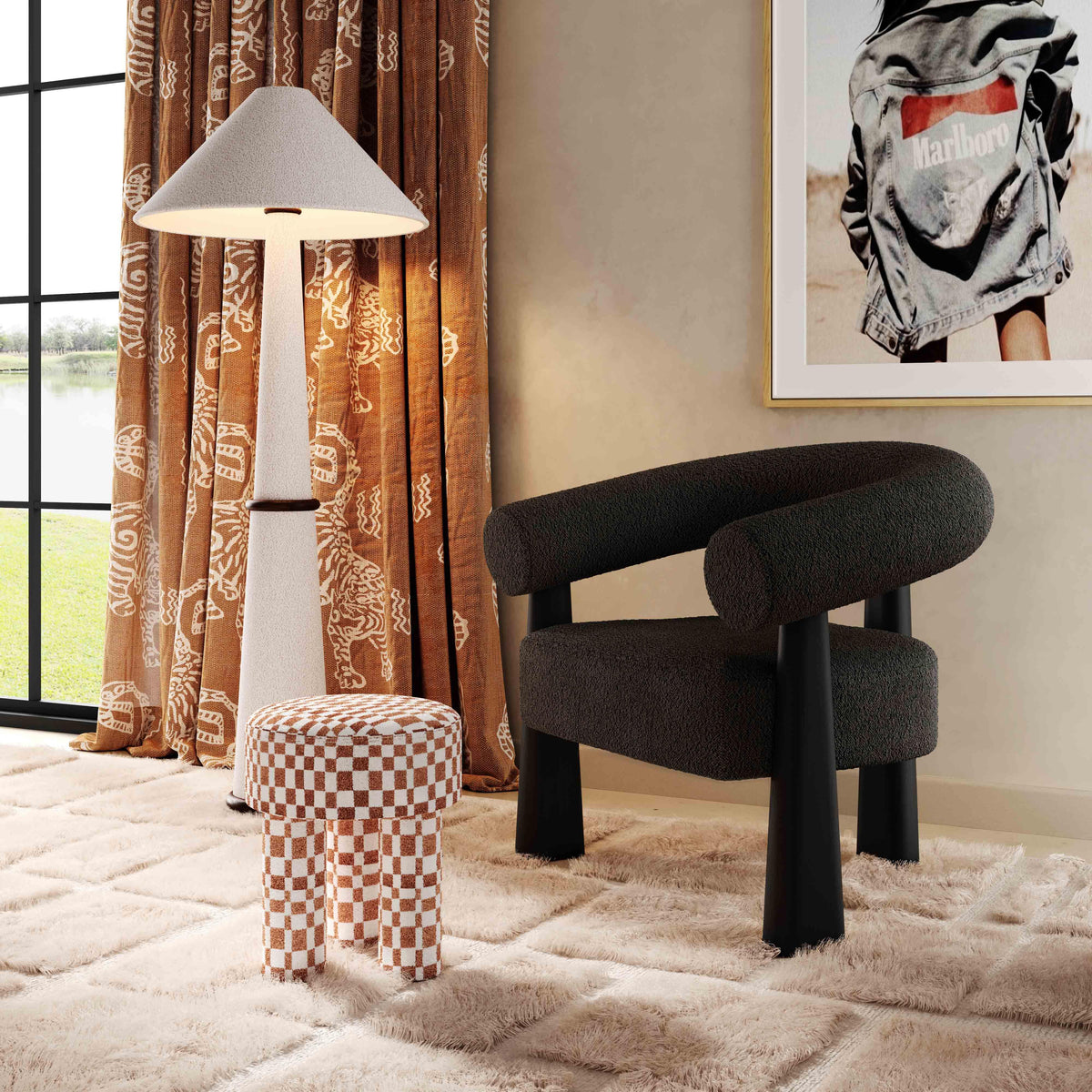 Spara Black Boucle Accent Chair - UK