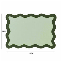 Scalloped Edge Olive Green Cotton Placemat - Set of 4