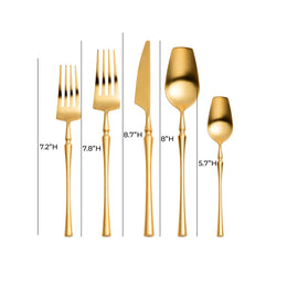 Millie Brushed Gold Stainless Steel Flatware - Set of 5 Pieces - Service for 1