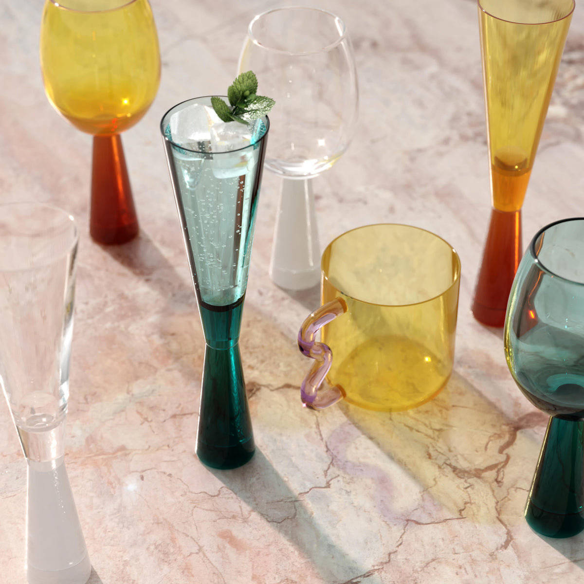 Rose White Wine Glasses - Set of 4