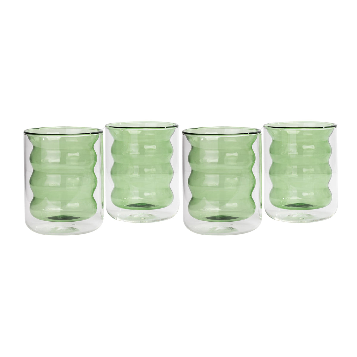 Waves Green Water Glass - Set of 4
