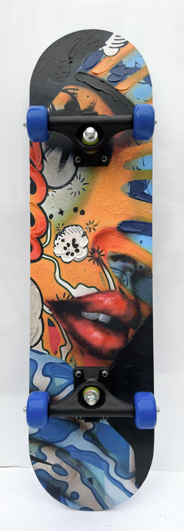 Skateboard - Graffiti Woman Face Mixed Media