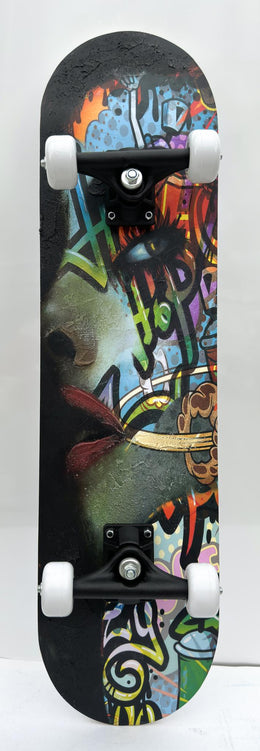 Skateboard - Graffiti Green Woman Mixed Media