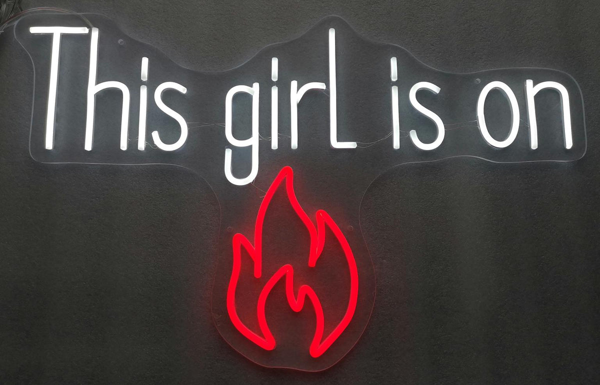 Neon This Girl Is On Fire Mixed Media
