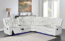 Alexa2023 White Reclining Sectional – Comes with a FREE Rug!