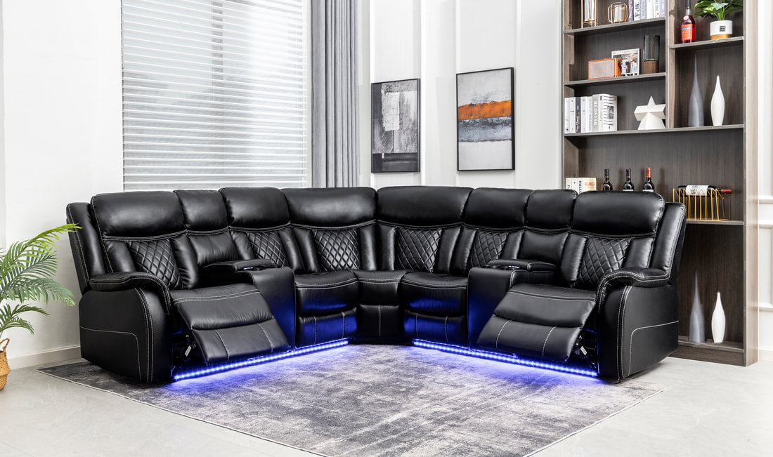 Batman Black Power Reclining Sectional – Free Area Rug or Smart TV