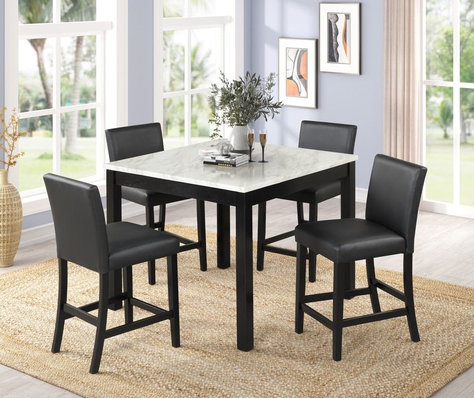 Dior PU-Black Pub Table with 4 Chairs