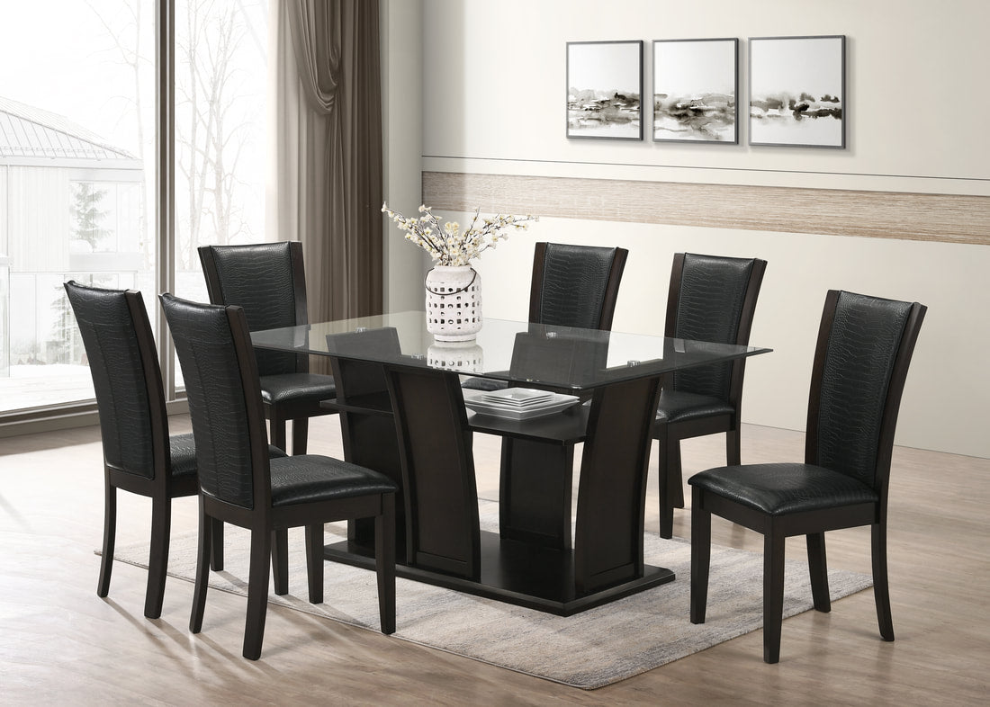 Florida-Black Dining Table with 6 Chairs