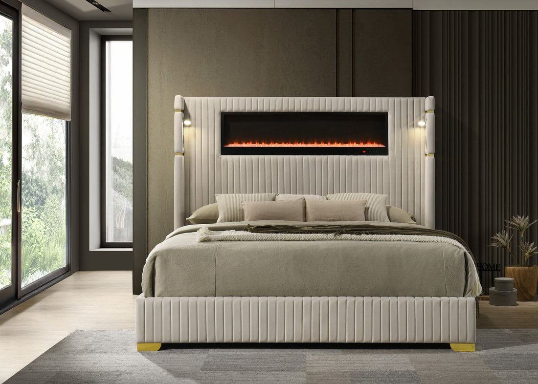 Romance2 Cream Platform Bed | Free TV