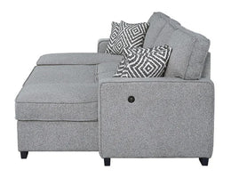 Sahara Gray - Double Storage Chaise Sectional w/ Drop Down Cupholders
