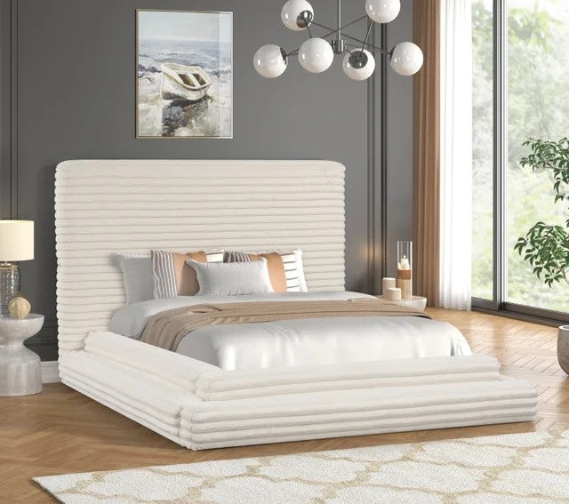Mariah Beige Platform Bed - Queen, King
