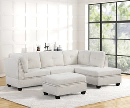 Sienna Boucle Sectional with Ottoman Set