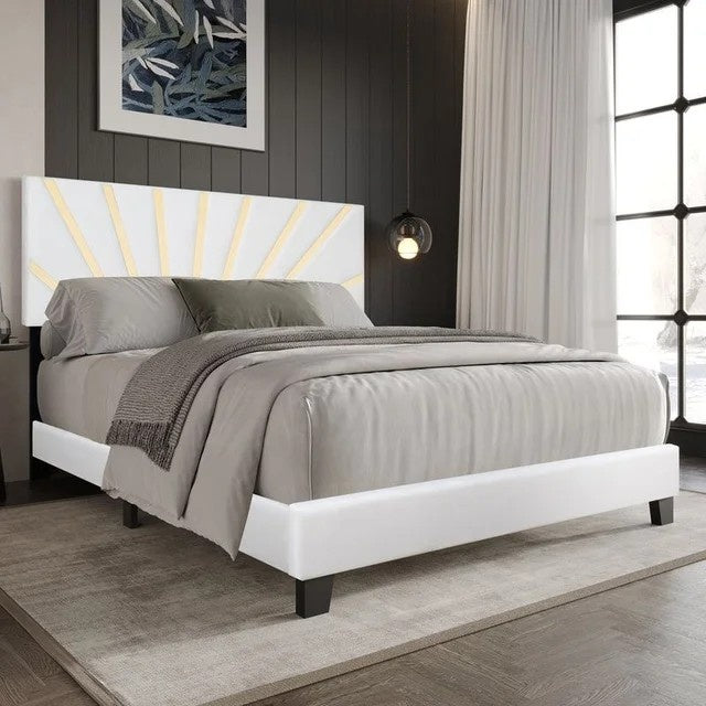 Nico White Platform - Queen, King Bed