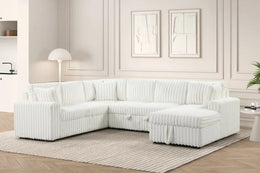 Forever Beige Sectional With Pull-Out Bed