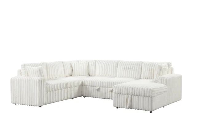 Forever Beige Sectional With Pull-Out Bed