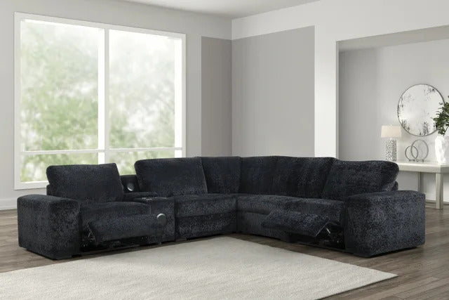 Amelia Black Power Reclining Sectional (w/ Bluetooth Speakers) **NEW ARRIVAL**