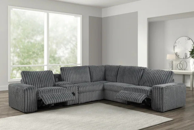 Amelia Charcoal Power Reclining Sectional (w/ Bluetooth Speakers) **NEW ARIVAL**