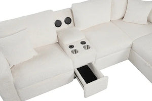 Hunter White Sectional (W/ Bluetooth Speaker & Pull-Out Bed) **NEW ARRIVAL**
