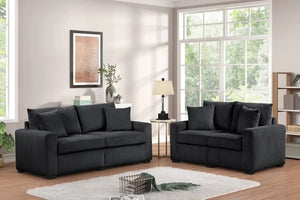 HH1123 Black - Sofa & Loveseat Set **NEW ARRIVAL**