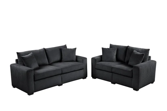 HH1123 Black - Sofa & Loveseat Set **NEW ARRIVAL**