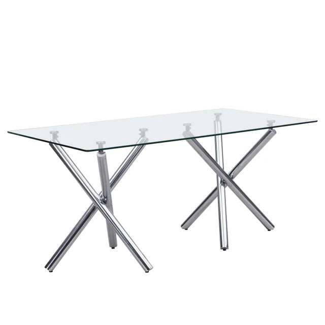 D201 White - Glass Table + 6 Chairs **NEW ARRIVAL**