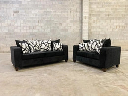 110-2PC Black - Sofa and Loveseat Set